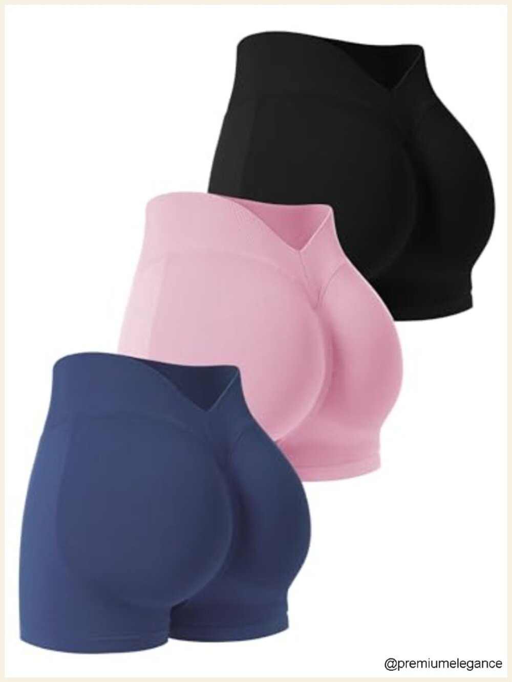 3 Pack High Waist Seamless Scrunch Workout Shorts with V Cut Back for Women